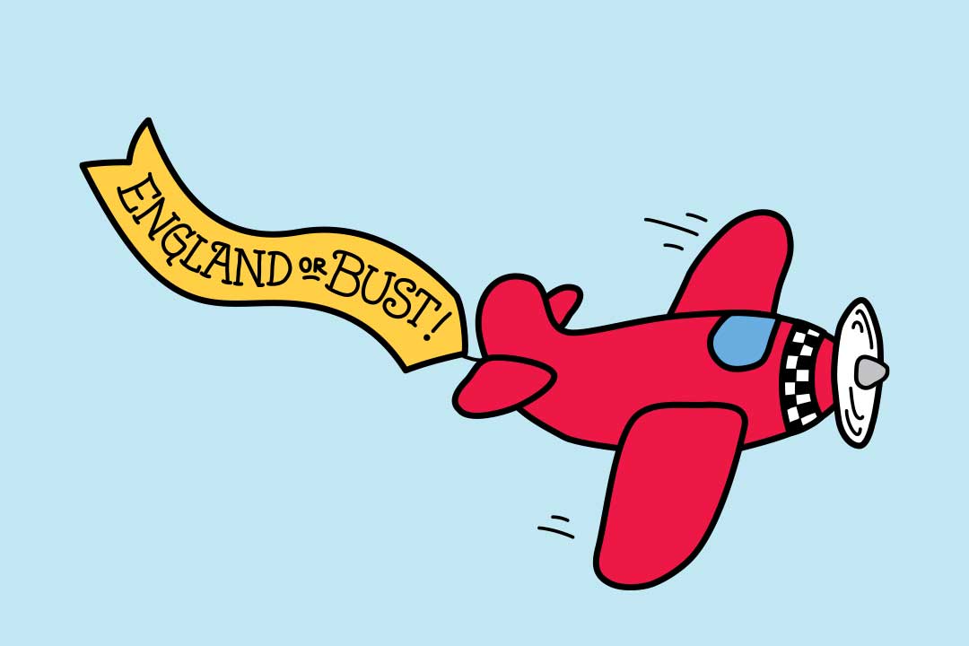 Letadlo s transparentem „England or Bust“