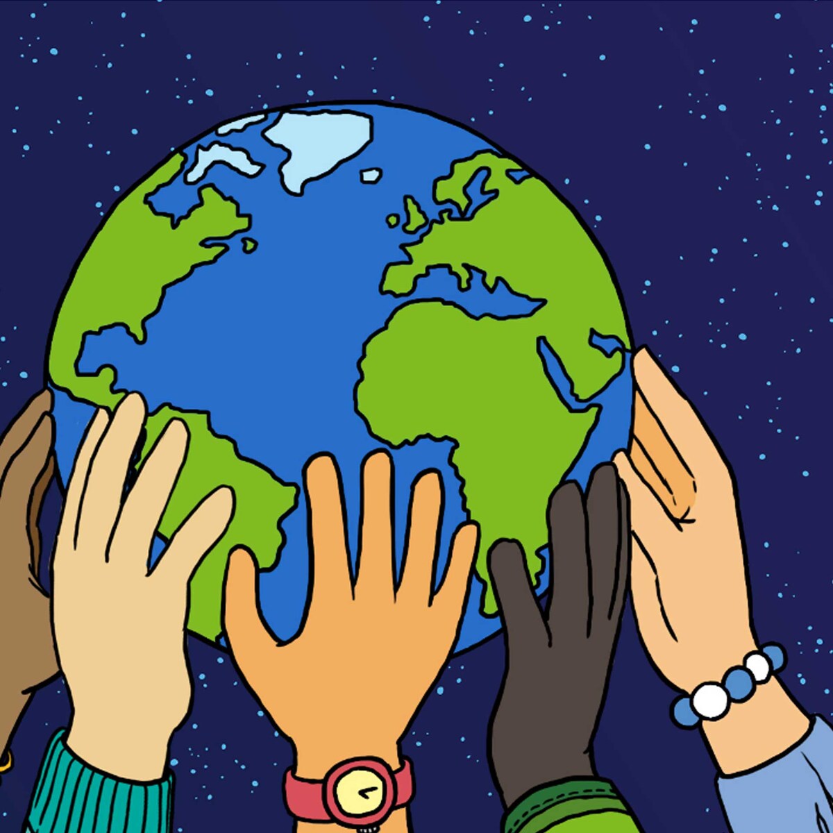 ruce držící zemi